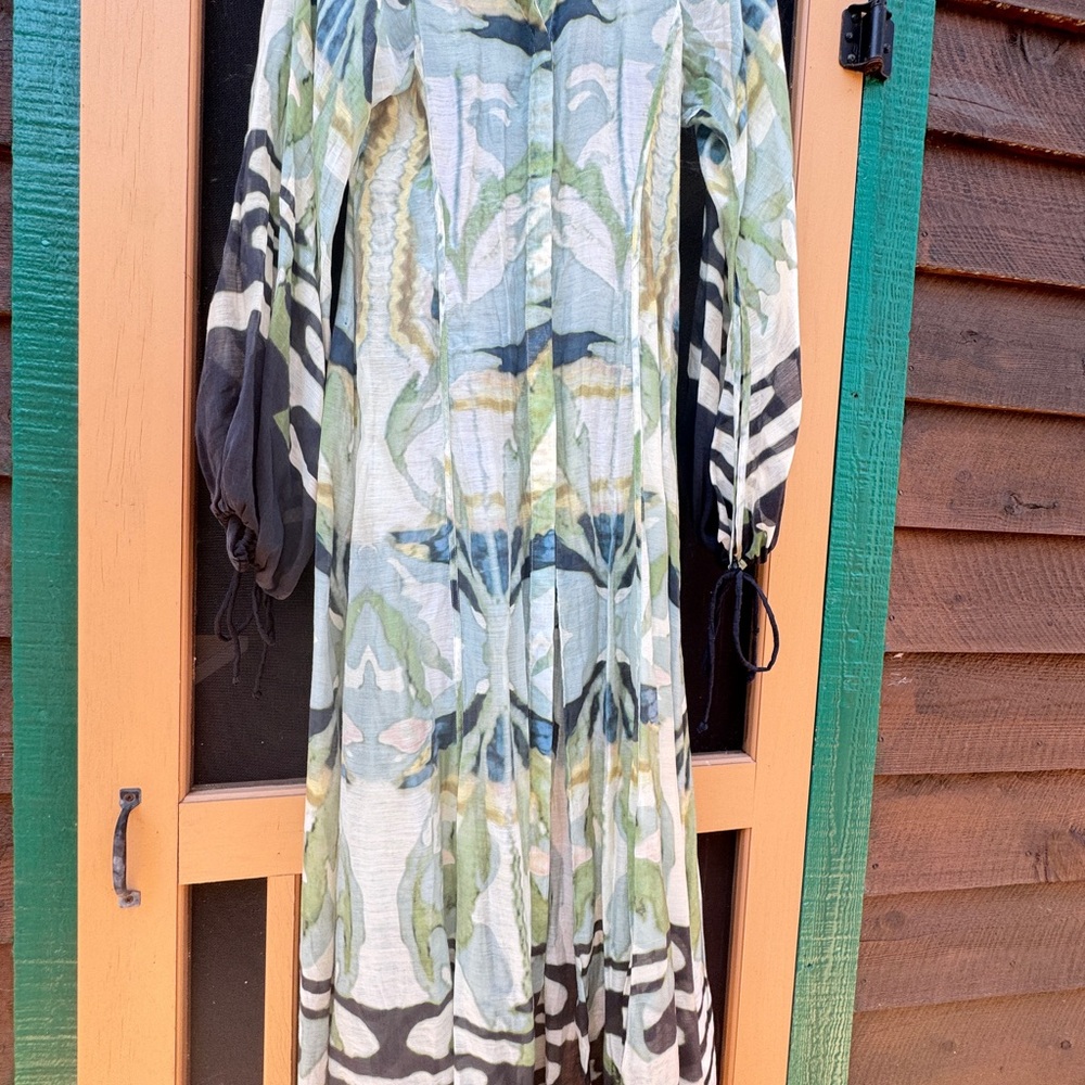 RARE H&M conscious collection. Lightweight maxi dress blue green print.